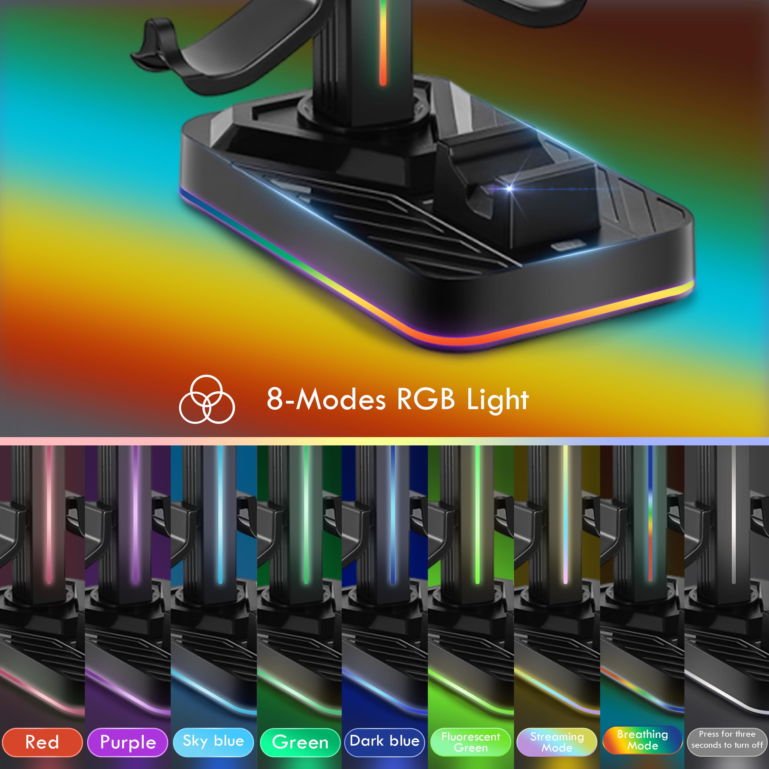 Supporto per cuffie e controller con stazione di ricarica per Xbox Series X|S/Elite 2/One/One X/One S/One Elite, controller RGB dock di ricarica per Xbox, cuffie e controller con 3 porte USB