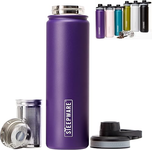 Miniatura 10 de The Tea Spot Steepware - Vaso de té y termos, 22 onzas, botella de té con infusor de té para té de hojas sueltas o café helado, elegante vaso