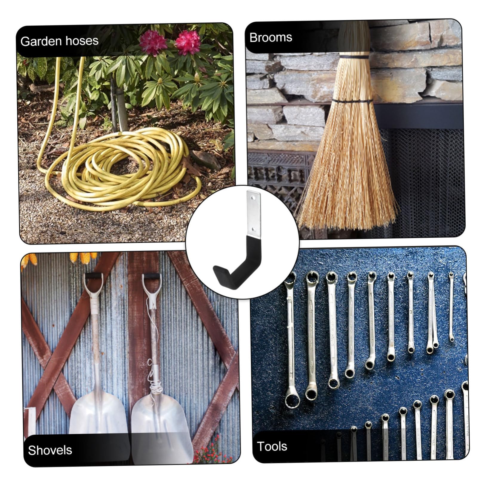 SHINEOFI 4 Set Ganci Da Muro Heavy Duty Per Garage Per Utensili E Attrezzature Ganci Resistenti Per Appendere Strumenti Tubazioni E Scope Facili Da Installare Robusta E Portatile 2 Pezzi*4