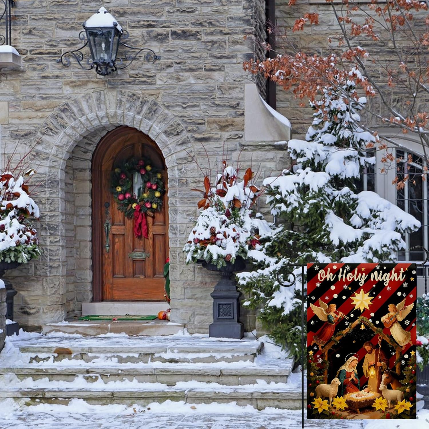 Christmas Holy Night Garden Flag 12×18 Inch outdoor Double Sided Jesus Christian Yard flag for Xmas Winter Farmhouse Seasonal Decor - Image 6