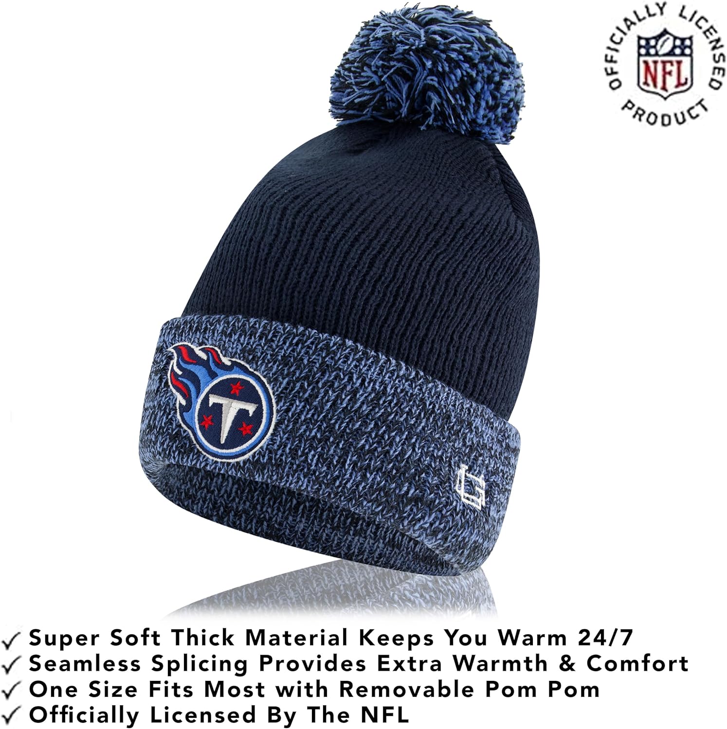 Ultra Game NFL Unisex Kids Super Soft Two Tone Winter Beanie Knit Hat with Extra Warm Touch Screen Gloves
