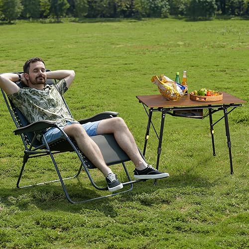 Miniatura 2 de Portal Mesa de camping portátil plegable ultraligera mesa de campamento plegable 4 patas ajustables de aluminio enrollable con bolsa de transporte