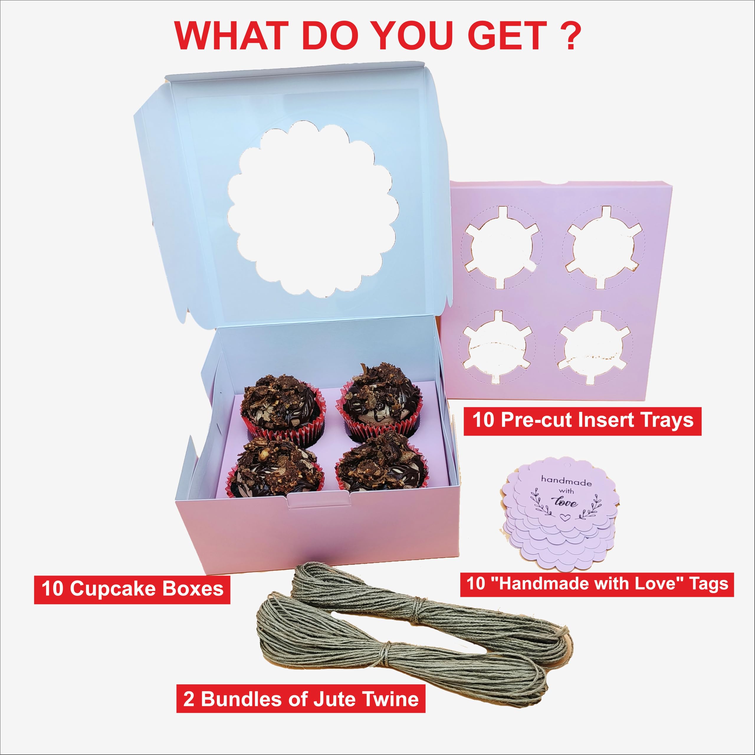 Creative Converting Cupcake Box, Red Gingham