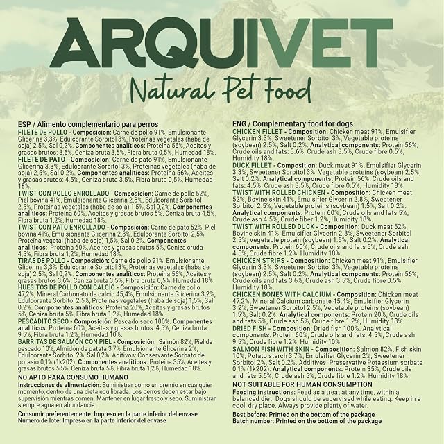 Foto 5 de 5 de ARQUIVET Variety Pack - Snacks Naturales para Perros - 8 Bolsas variadas de 100g