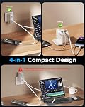 66W 4 en 1 Chargeur mural rétractable, USB Chargeur rapide de type C pour iPhone 17 Chargeur de voyage pour appareils multiples, Bloc de recharge rapide pour Mac Book Pro/Air, M1 M2 M3 M4, iPad Pro,Galaxy, pixels