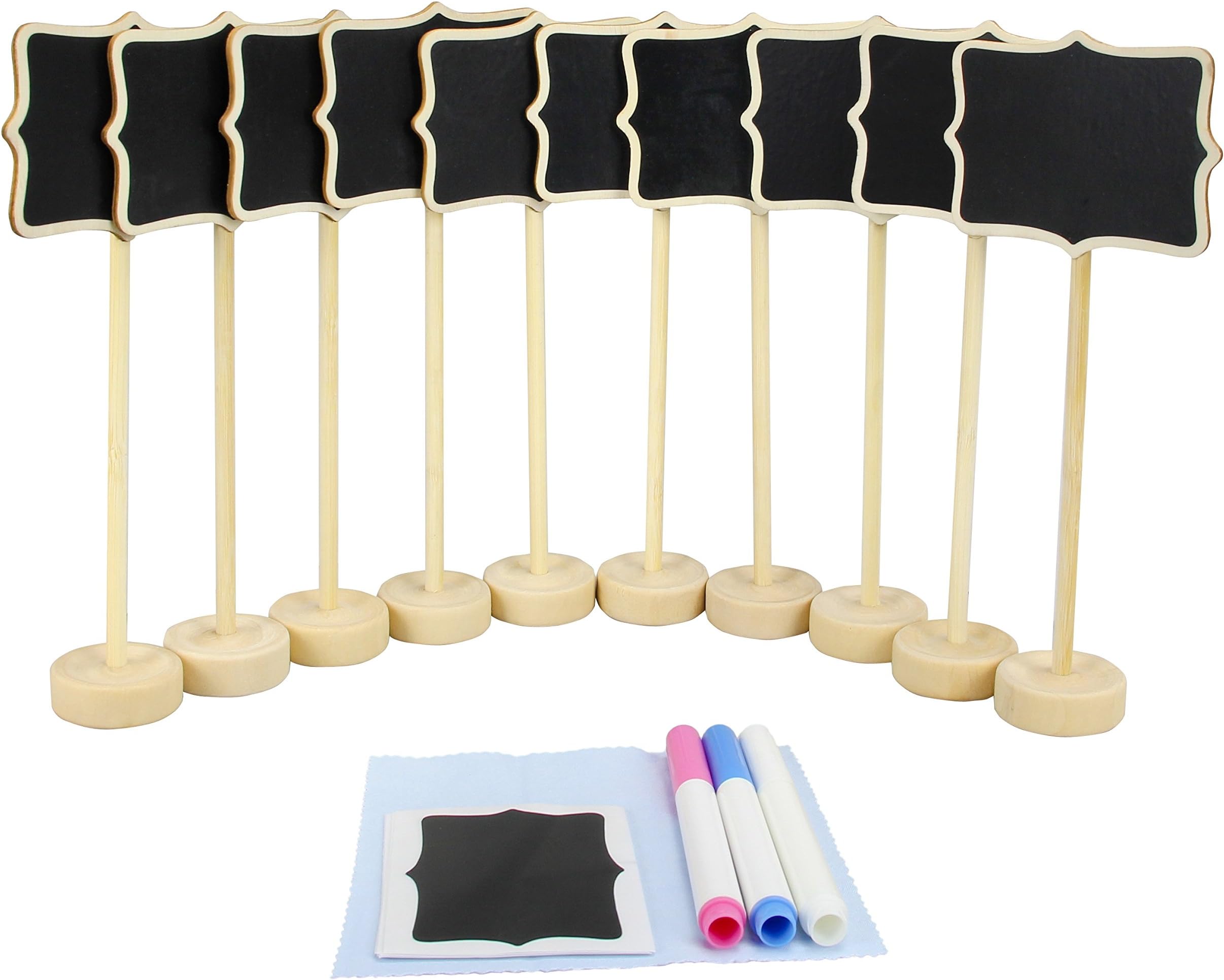 Mini Chalkboard Signs with Stand Set Erasable Wood Rectangle Message Board Signs Pack of 10 by MoArmor