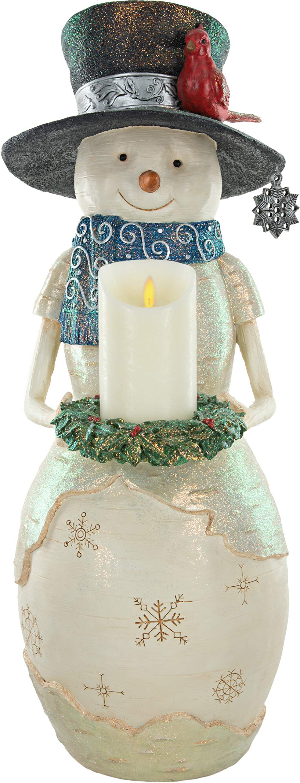 Figurine bonhomme de neige 61 cm cadeau idéal avec porte-bougie