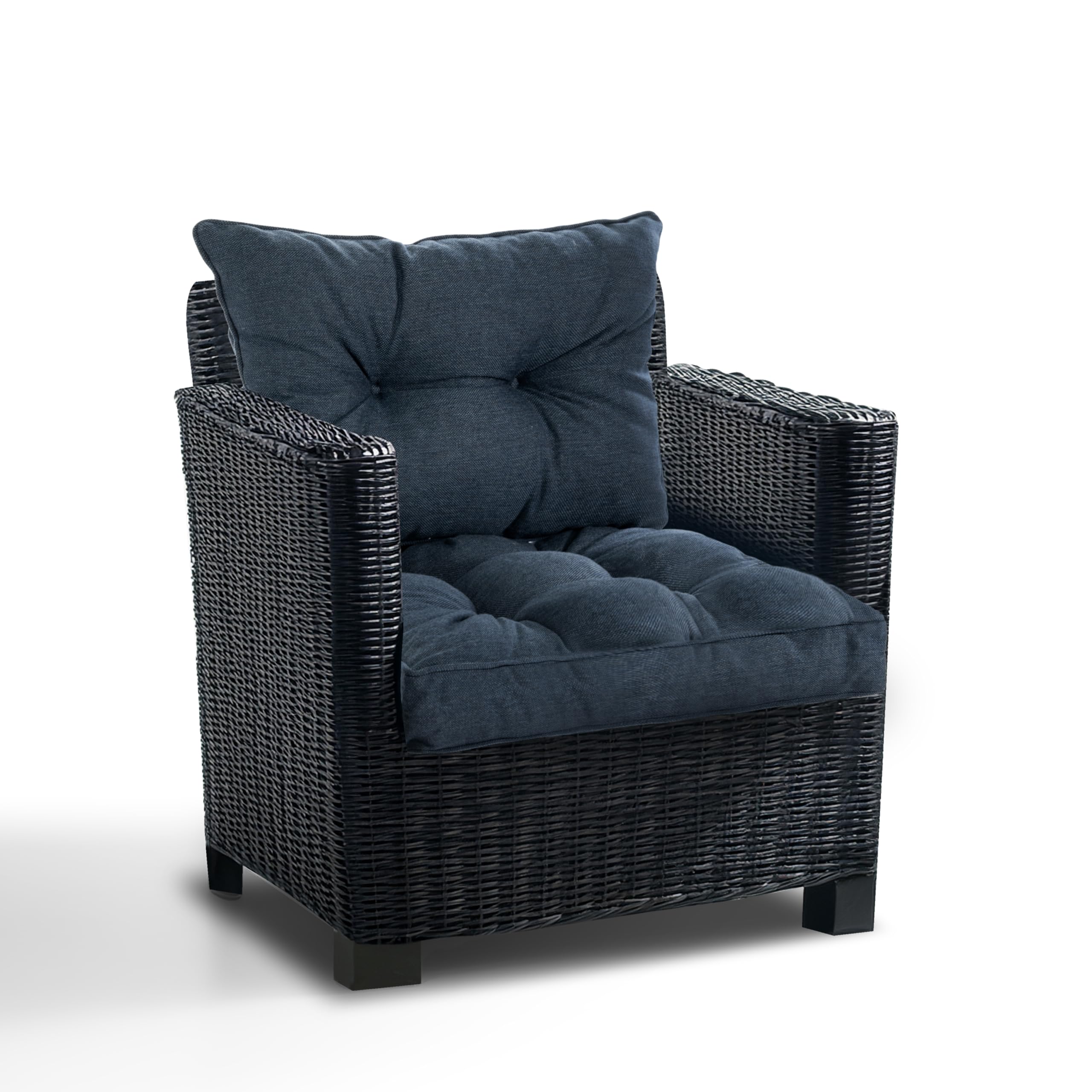 Best Wool Outdoor Cushions for Rattan Furniture, Chair Cushion Seat 40x40 and Backrest 50x40, Comfortable Armchair Cushion for Patio & Garden, Foam Filled Comfort