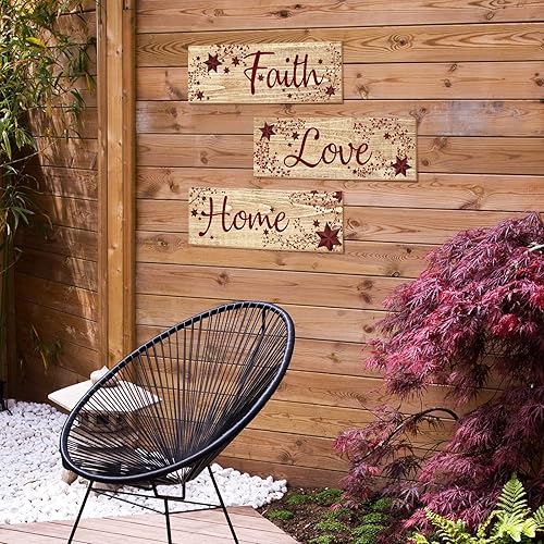 Miniatura 7 de 3 letreros de madera con texto en inglés Faith Love Hope para decoración de pared de madera rústica de 12 x 4 pulgadas, decoración de pared de