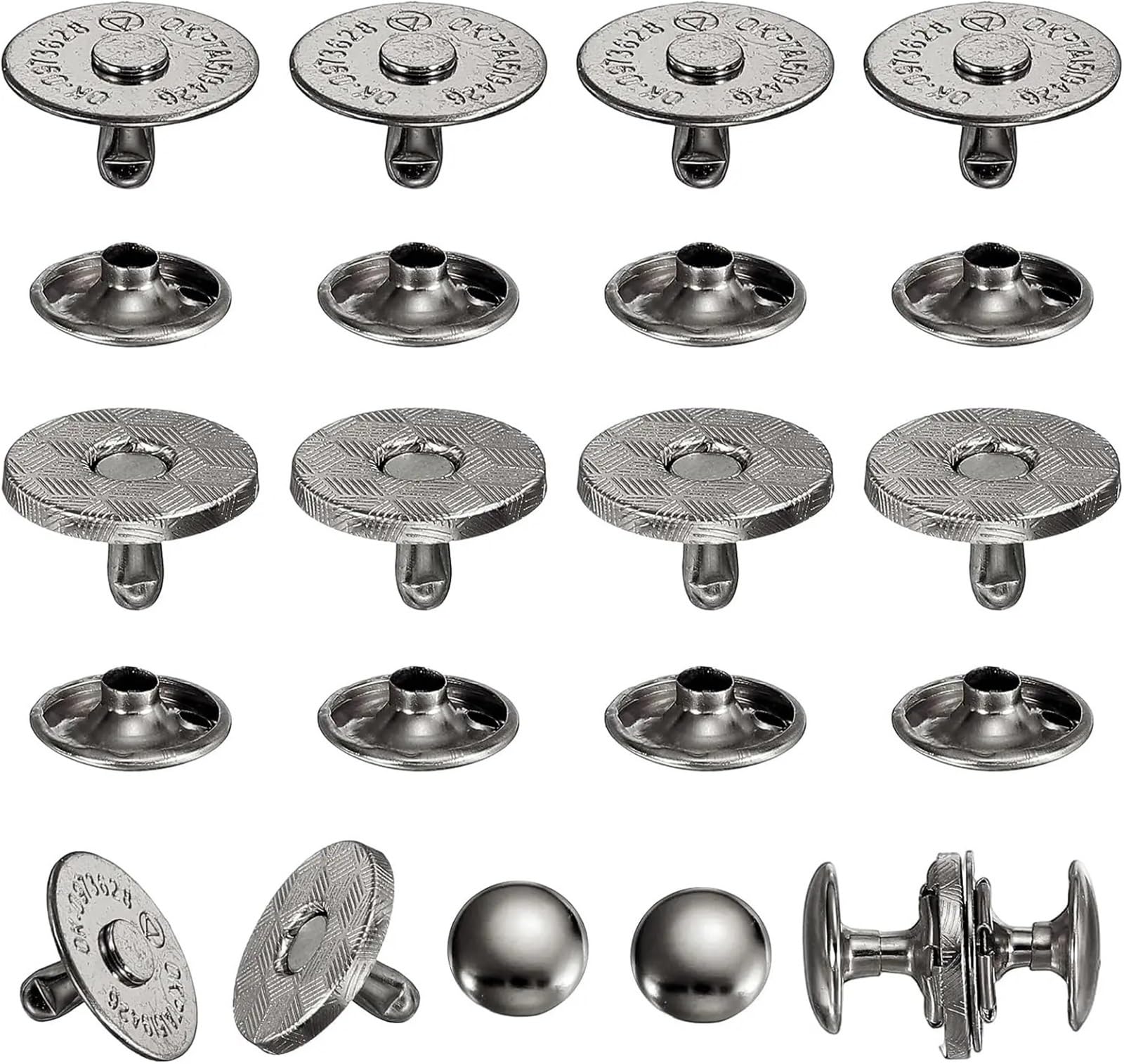 Magnetic Press Studs 10 Sets Magnetic Snaps Button,Metal Round Clasps Fabric Base Components and Cap Kit Diameter 14mm / 18mm(14mm Black Gun)