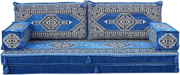 arabicsofa Blue Turkish Floor Seating Moroccan Cushions Traditional Modular Sofa with Backrest Pillows