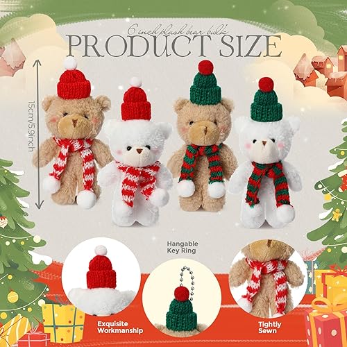 Miniatura 2 de 40 piezas de oso de peluche de Navidad de 6 pulgadas, bonito oso de peluche de Navidad, juguetes de oso de peluche de Navidad para graduación,
