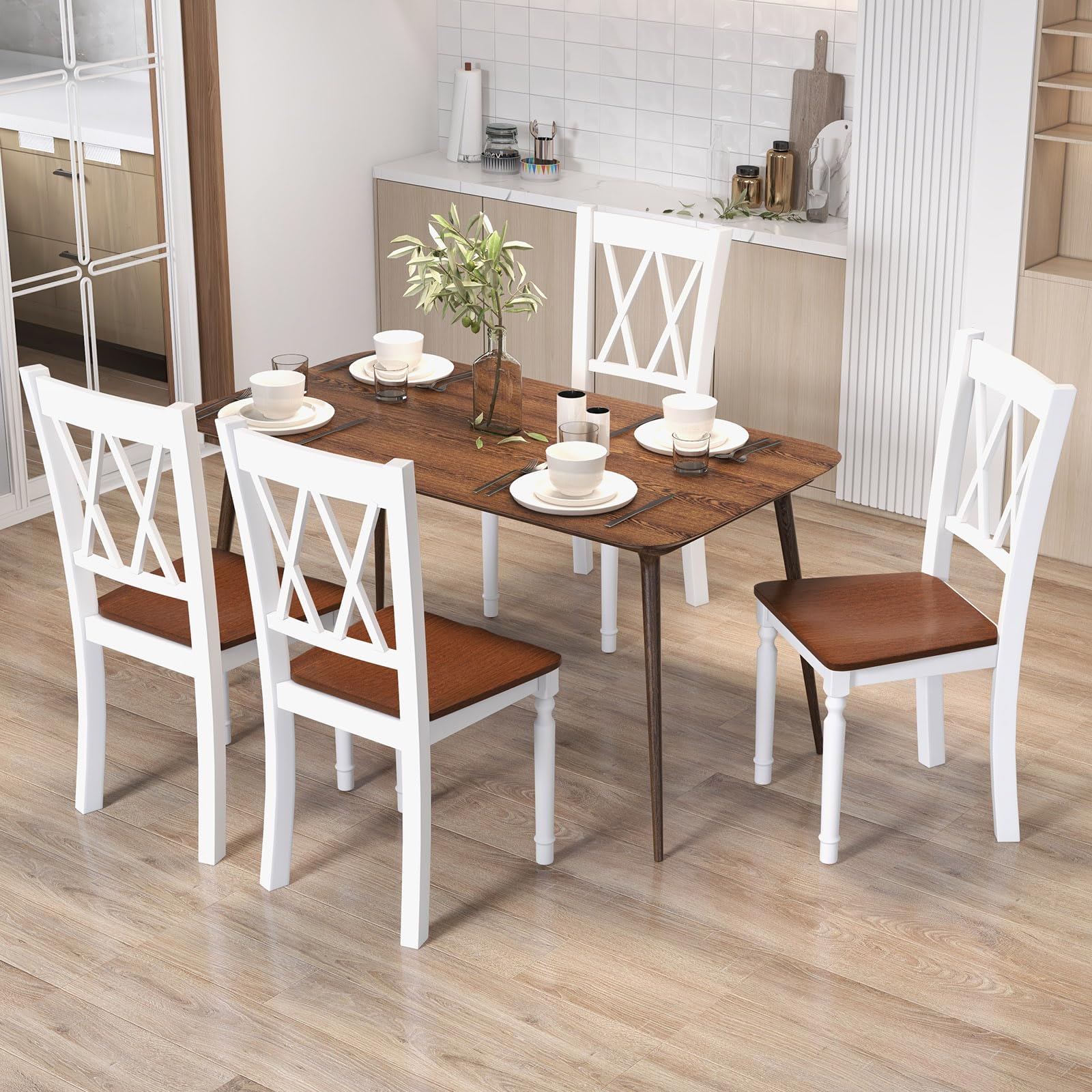 Amazon.com - Giantex Dining Room Chairs Set of 4 White - Wooden