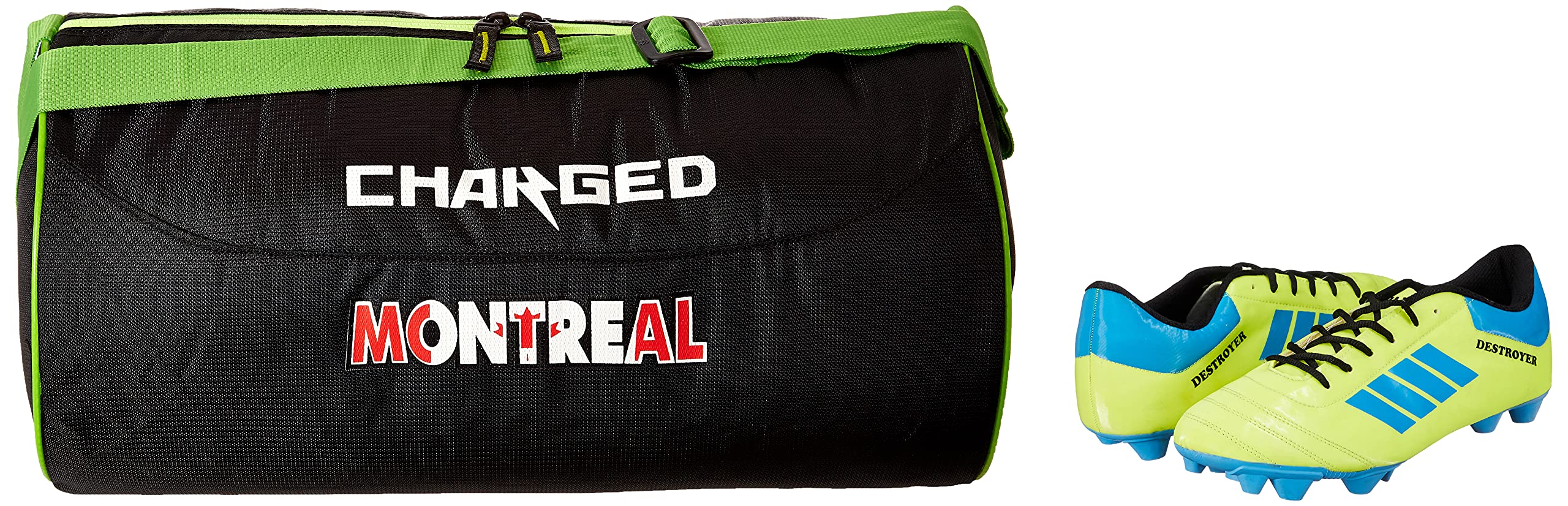 Charged Sports Bag Montreal Large Black With Gowin Football Shoe Destroyer Cyan Size-8