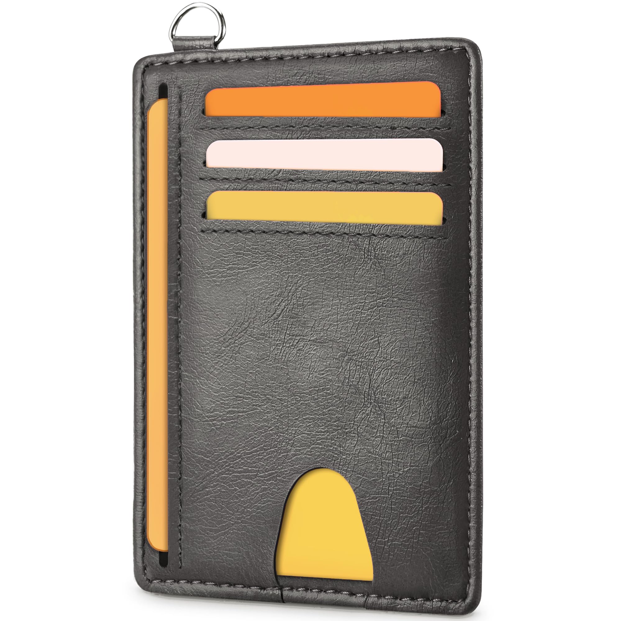 Mayski Slim Wallet, Credit Card Holder for Women, Minimalist Front Pocket RFID Blocking Card Cases, Small Wallet Women Men(Oiled Wax Grey)