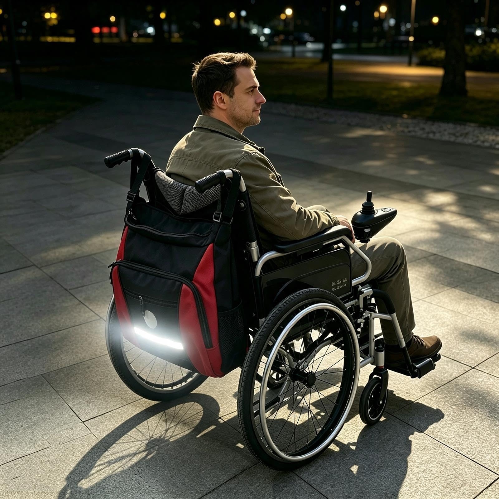 Bolsas para Silla de Ruedas,Bolsa Sillas de Ruedas para la mayoría de andadores,Mochila silla de ruedas con Franja Reflectante para La Mayoría de Cochecitos de Bebé Mobility Scooters