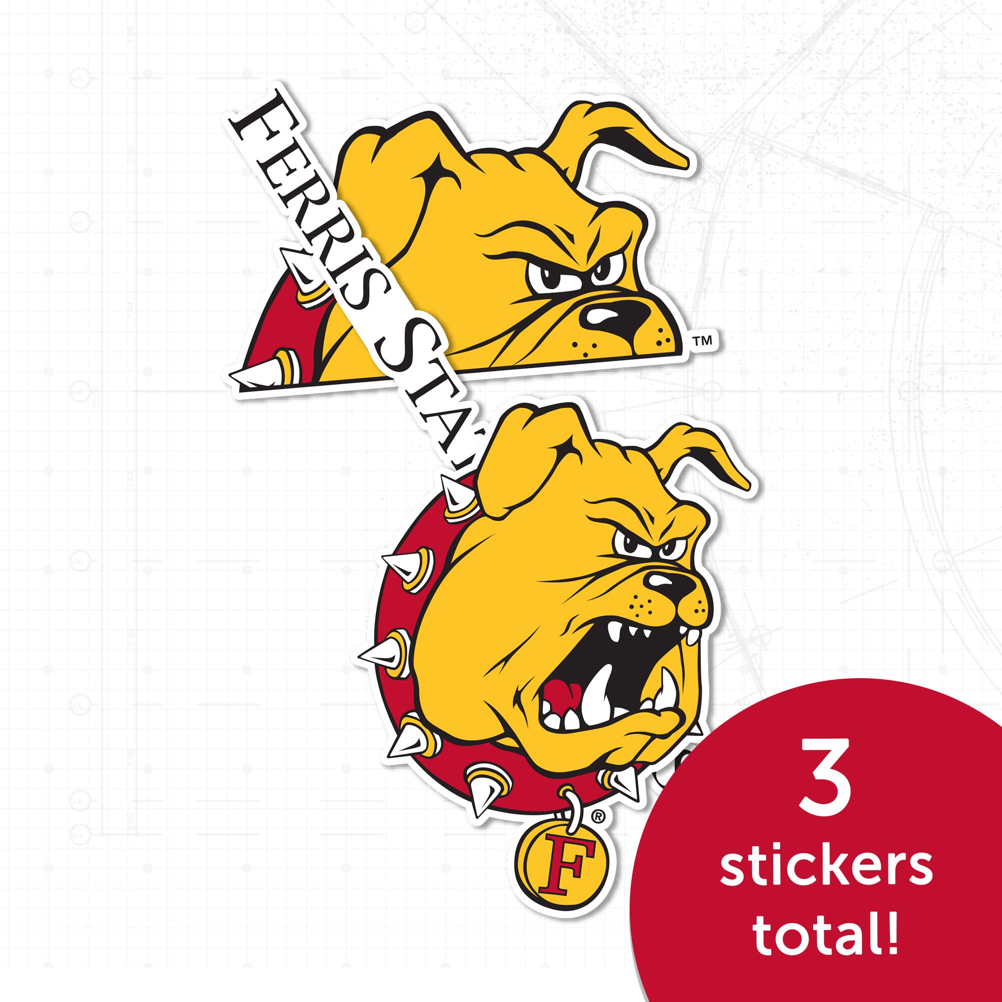 Ferris State University NCAA Sticker Decal Sheet – 5 Vinyl Stickers For Laptop, Car, Water Bottle - View #2