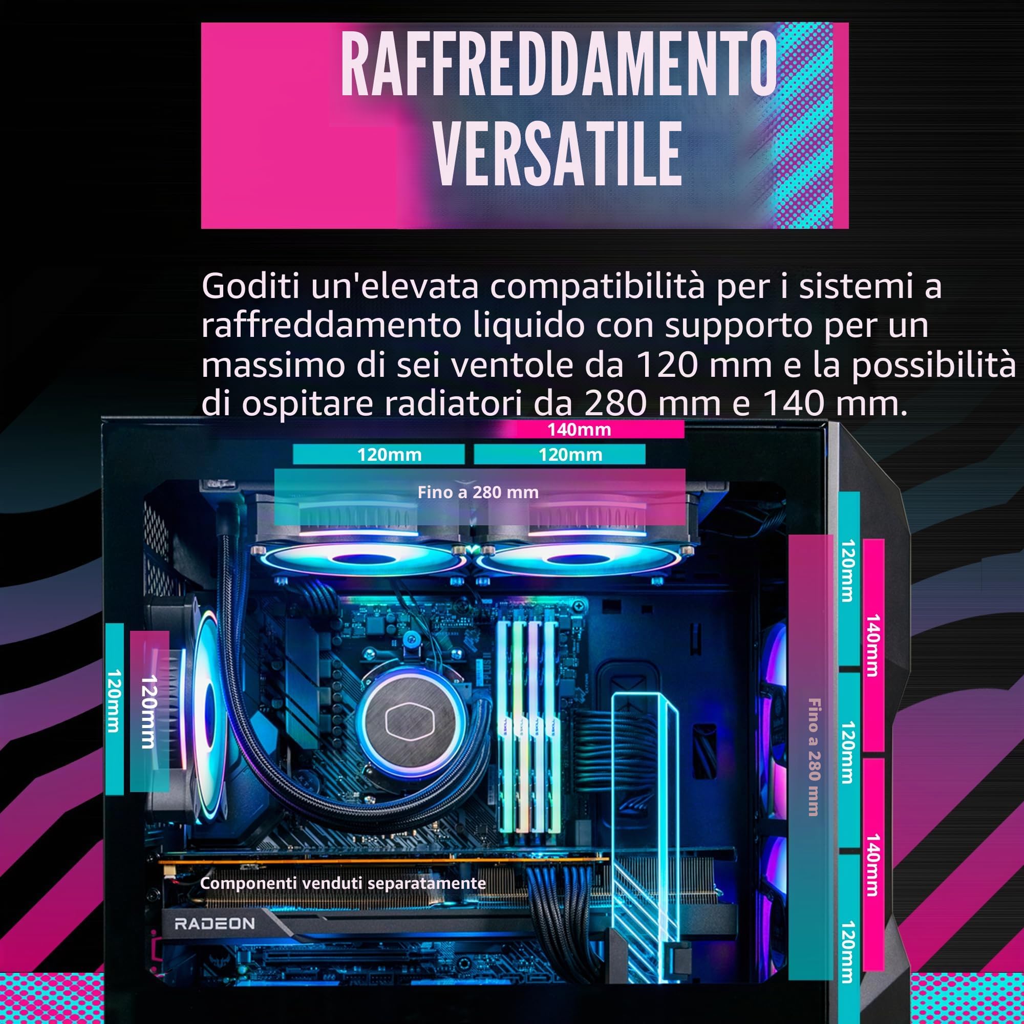 Cooler Master TD300 Case PC Mesh - Mini-Tower,Elevato Flusso d'Aria, 2 x 120mm Ventole ARGB,Supporto MB Micro-ATX e Mini-ITX,Pannello Laterale in Vetro Temperato,Coperchio Rimovibile,Hub ARGB/PWM