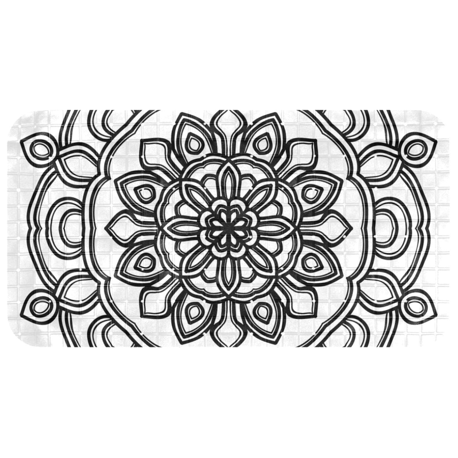 Tapis de bain en PVC 68 x 37 cm antidérapant motif fleur mandala douche