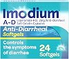 Imodium A-D Diarrhea Relief Softgels with Loperamide HCl, Anti-Diarrheal Medicine to Help Control Symptoms of Diarrhea Due to Acute, Travelers Diarrhea, HSAFSA Eligible, 24 ct