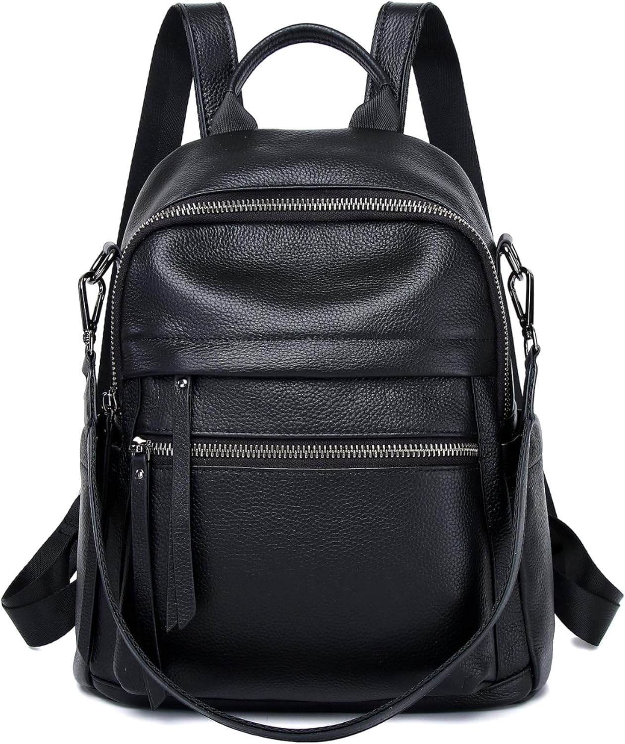 Genuine Leather Backpack Purse For Women Black Real Soft Leather Convertible Ladies Daypack Shoulder Bag