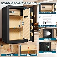 Vista 7 de Caja fuerte grande, caja fuerte de seguridad para el hogar con teclado electrónico y llave, caja de seguridad personal para documentos del hogar