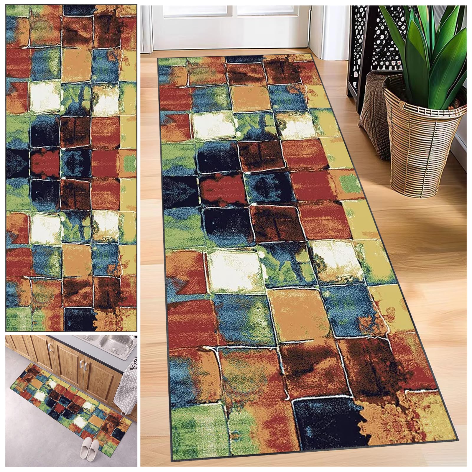 Tapis de couloir moderne aux finitions soignées 100x450cm