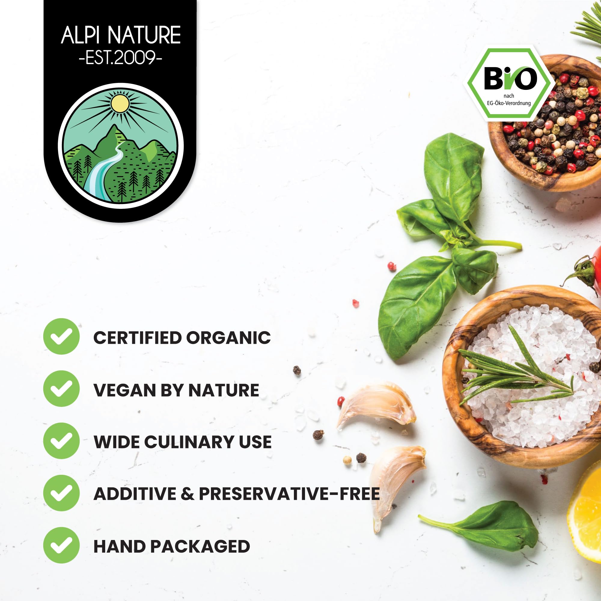 Alpi Nature Ajo Silvestre Orgánico 125g, Hojas de Ajo Silvestre Secas y Picadas para Cocinar