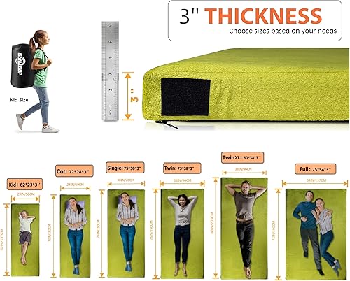 Miniatura 2 de Colchón de espuma viscoelástica gruesa de 3 pulgadas para acampar cochetienda de campañacuna Glamping portátil, colchón de futón enrollable para