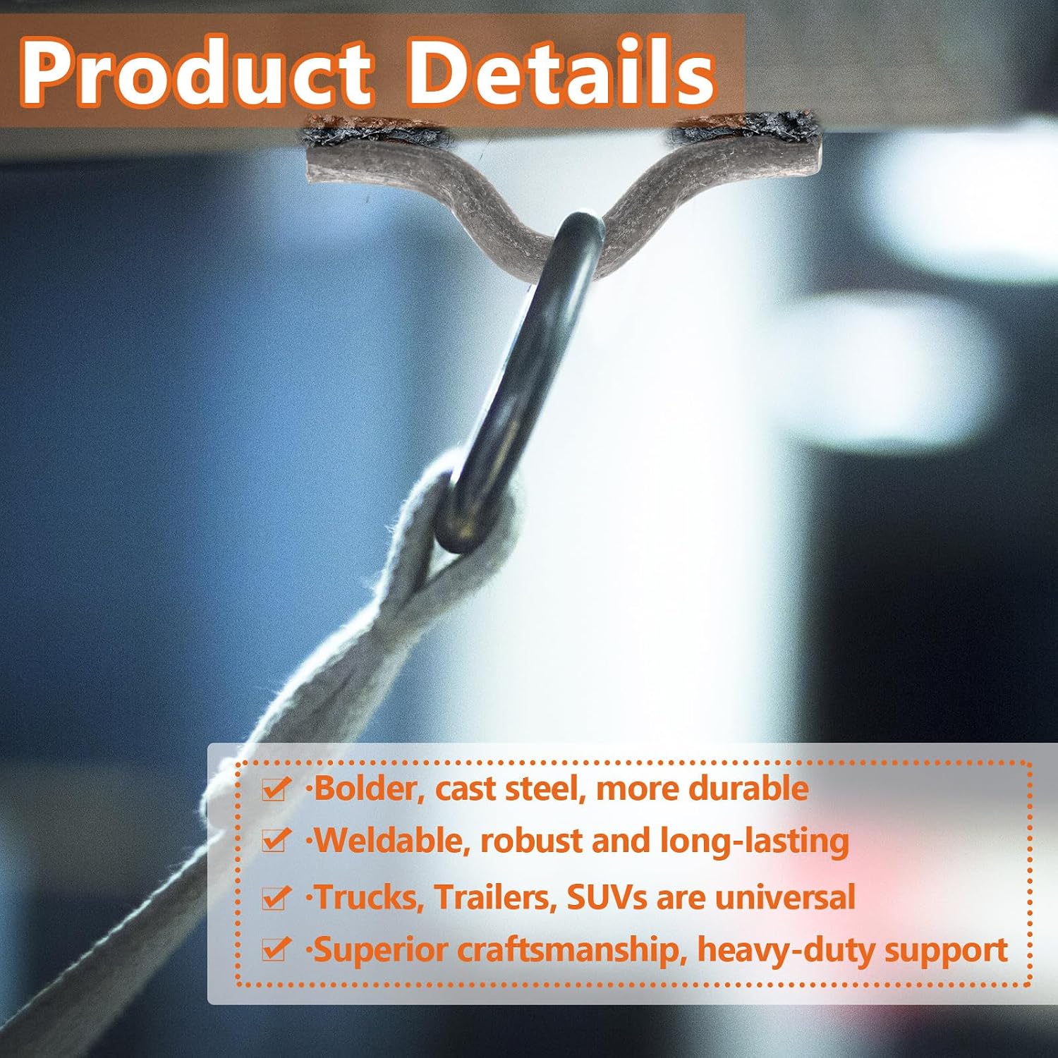 BBTO 24 PCS Safety Chain Clip 3/8 Inch Diameter Steel Weld Safety Chain Clip Connection Loops for Truck Trailer Hitch