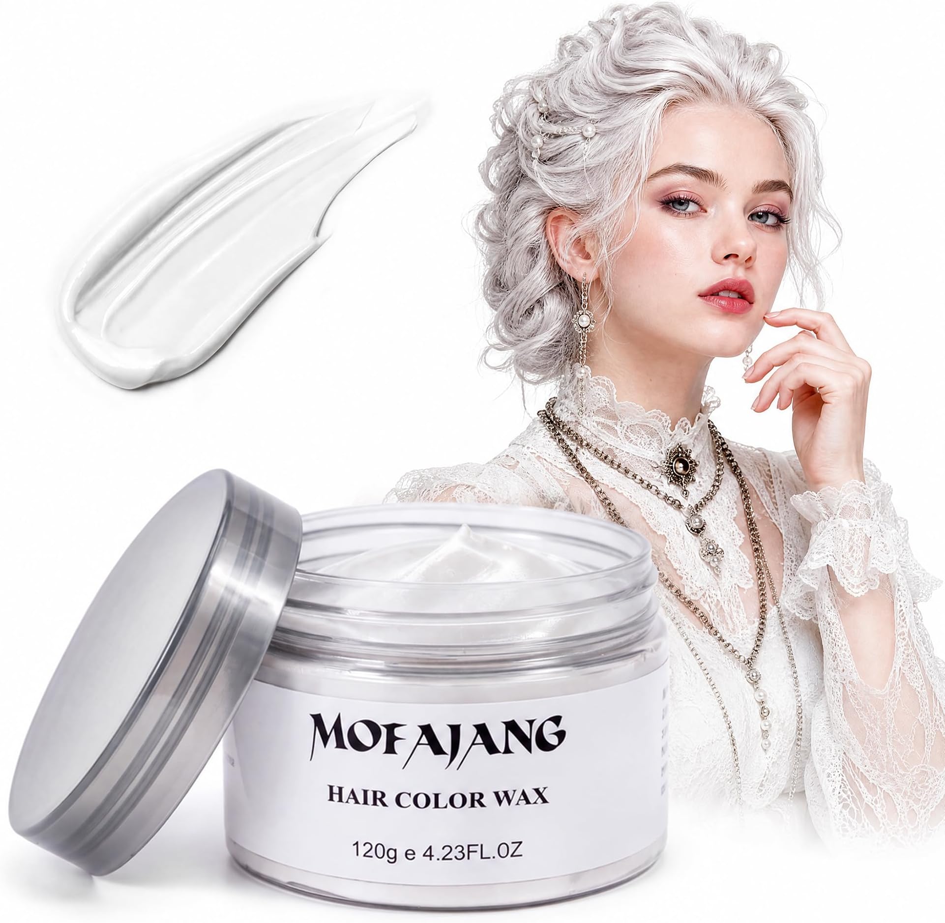 Temporary White Hair Color Wax, Washable Temporary Hair Dye for Kids Adults