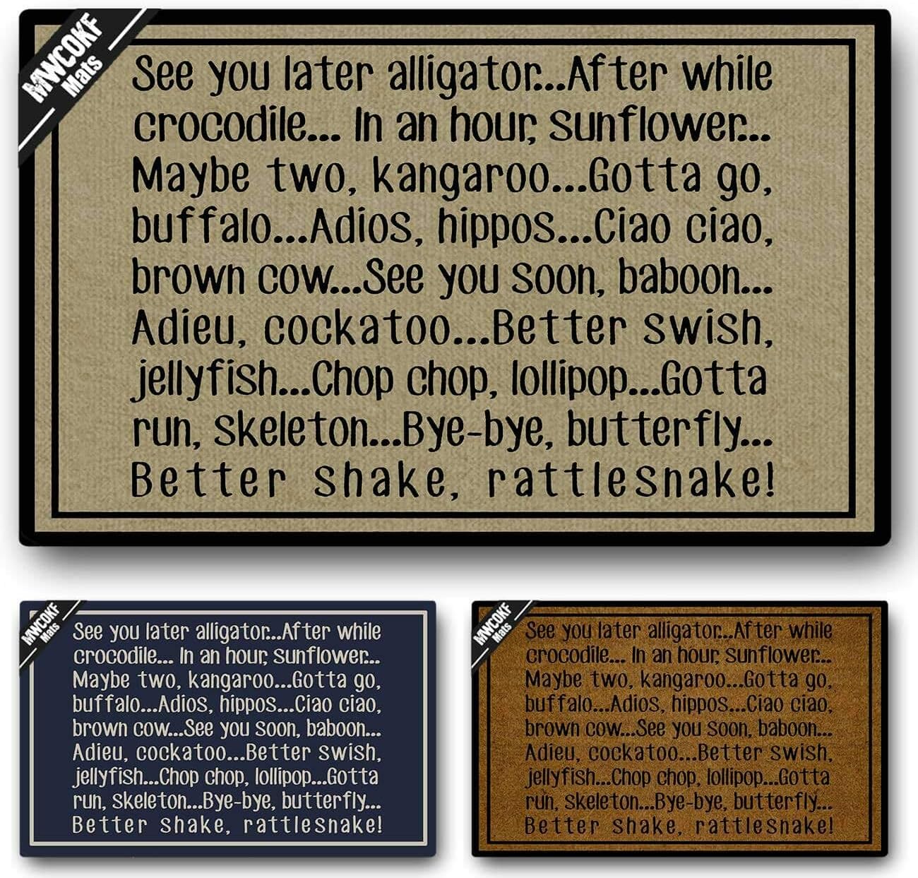 Funny Door Mat Non-Slip Back Rubber Entry Way Doormat Outside | See You Later Alligator | Standard Outdoor Welcome Mat | Patio Home Office Indoor | Non-Woven Fabric 18 Inch x 30 Inch