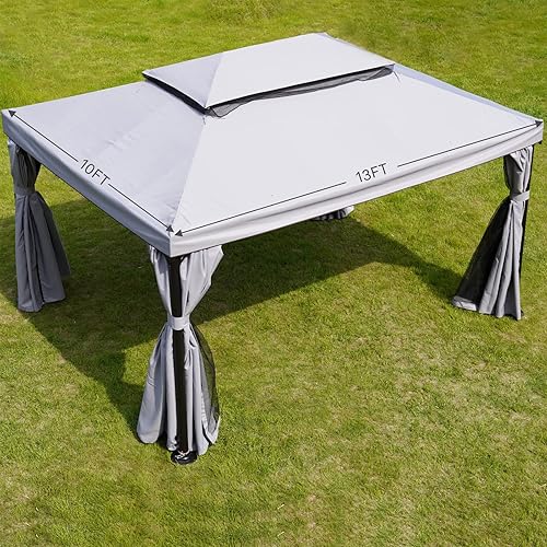 Miniatura 6 de Grand Patio Toldo de repuesto para cenador de 10 x 13 pies, toldo de poliéster PA de doble nivel, resistente al agua, anti-UV, parasol con malla