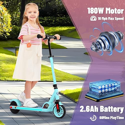 Miniatura 119 de Caroma Patinete eléctrico para niños de 6 a 14 años, motor de 250 W/180 W/150 W y 15 mph, tiempo de conducción de 85 minutos, altura y velocidad
