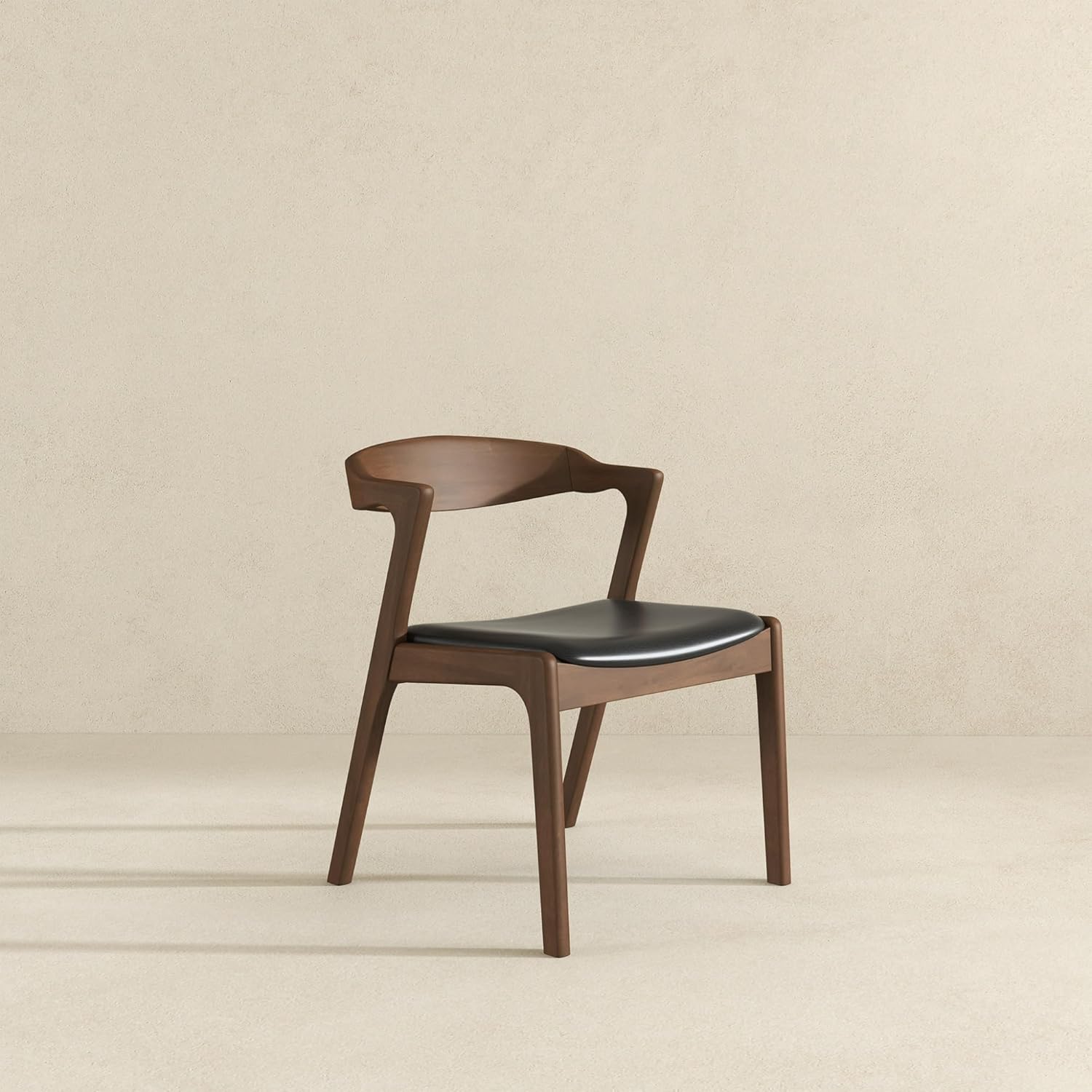 Solid Wood Black Leather Dining Chair Set of 2,for the Kitchen