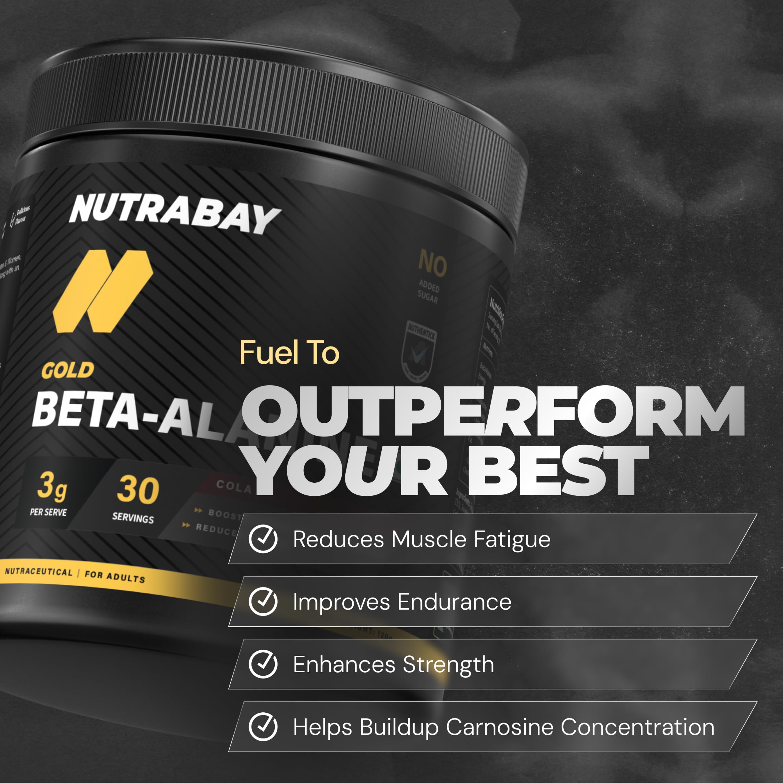 Nutrabay Gold Beta Alanine Supplement Powder 120g, Cola Flavor β Pre Workout Amino Acid for Endurance & Fatigue Reduction 2