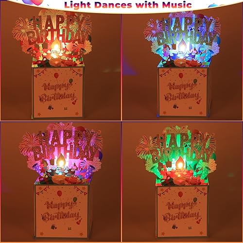 Miniatura 4 de Tarjetas de cumpleaños grandes con luces inflables y música, divertidas tarjetas de felicitación 3D, regalos especiales de cumpleaños para niños,