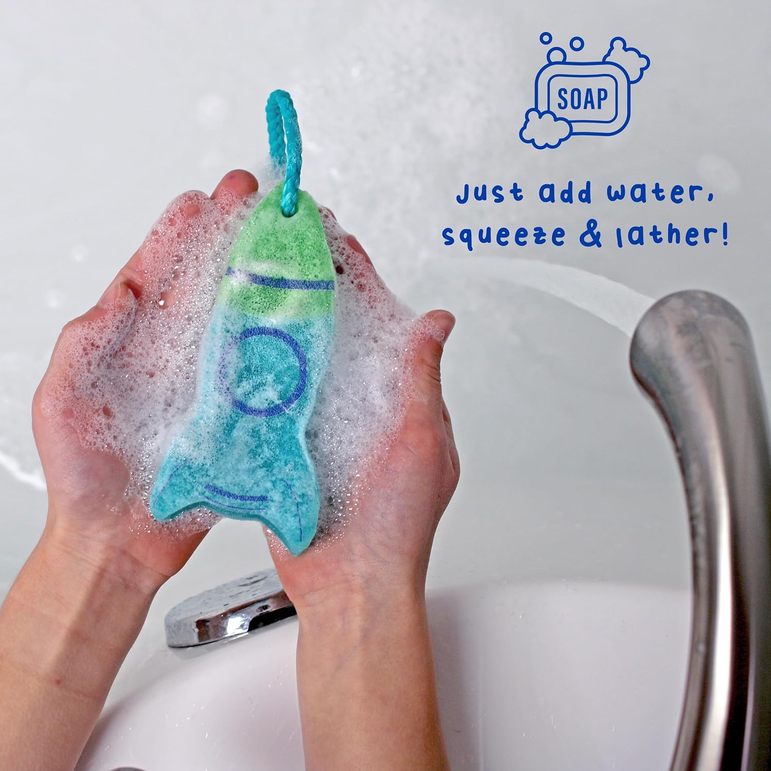 Mr. Bubble Bubble Buffer Body Wash Infused Sponge, Rocket Shape, Berry Blast Scent, 3.5 oz image 4