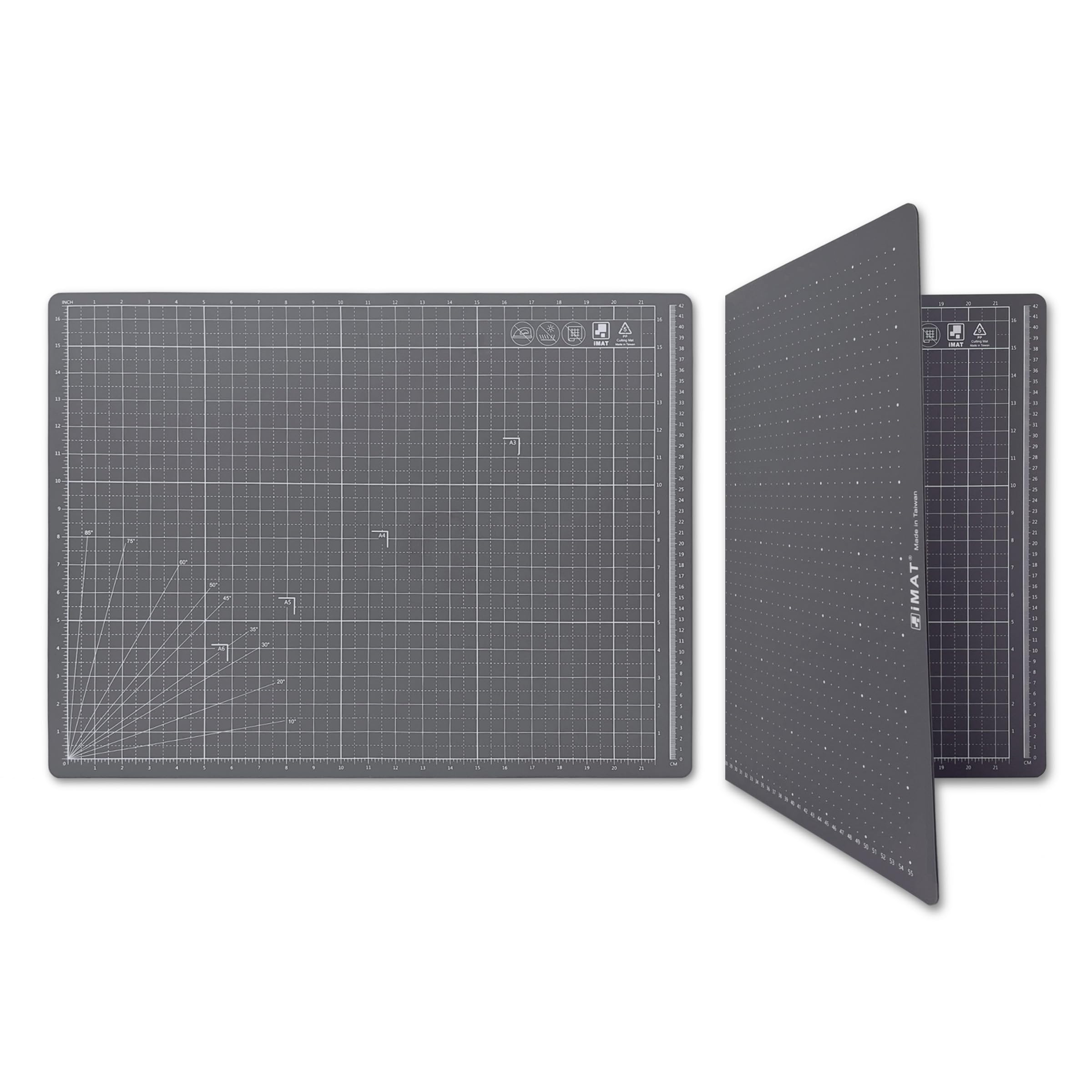 iMAT Alfombrilla de corte abatible, tamaño A2 (versión en pulgadas), 45 x 60 cm, plegable, ideal para cortar papel, escultura de papel, creación de tarjetas, almacenamiento de rompecabezas (gris