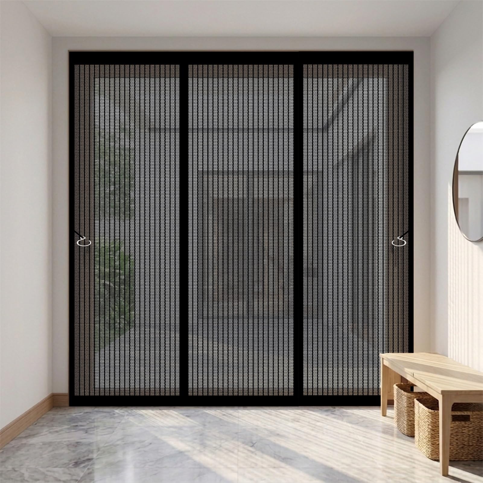 Magnetic Fly Screens for Doors 142 x 246 cm Keeping Out Flies & Bug, Keep Fresh Air in Magnetic Fly Insect Screen Door Kid and Pet Friendly for Basement Door, Balcony, Black