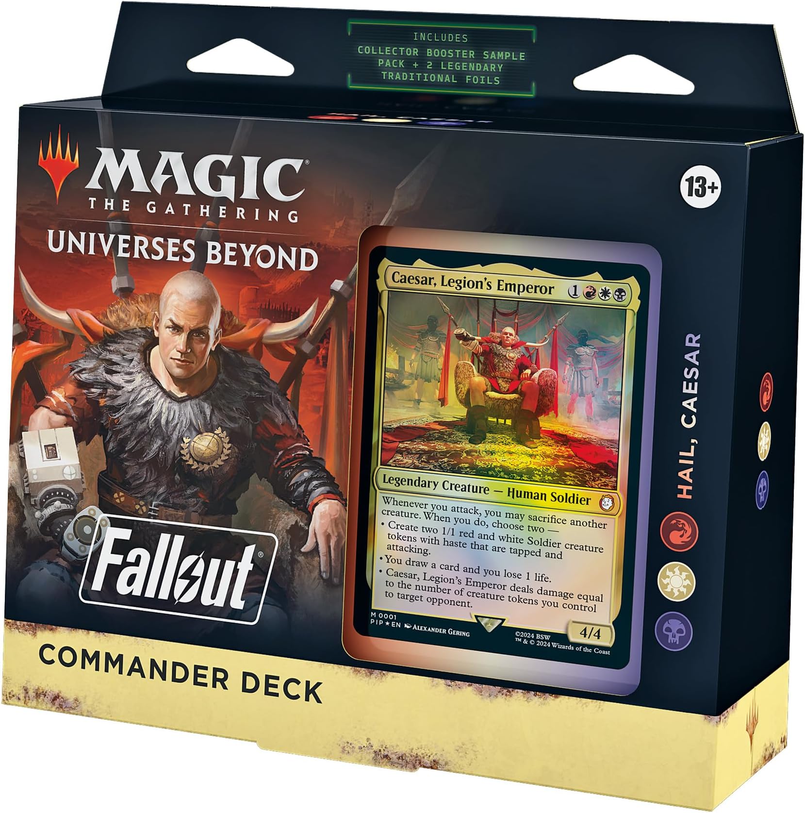Magic: The Gathering Fallout Commander Deck - Hail, Caesar (100-Card Deck, 2-Card Collector Booster Sample Pack + Accessories)