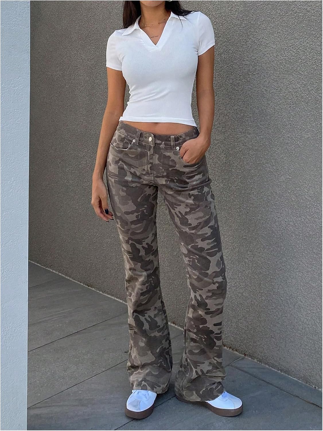 SOLY HUX Women's Short Sleeve Collared V Neck T Shirts Ribbed Slim Fitted Tee Summer Crop Tops - Image 5