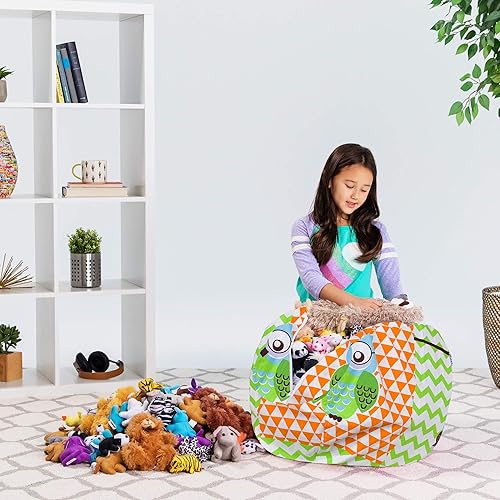 Miniatura 42 de Posh Funda de Silla Puf Rellenable para Almacenamiento de Animales de Peluche para Niños - Organizador de Juguetes Infantiles, Grande-38 - Lona