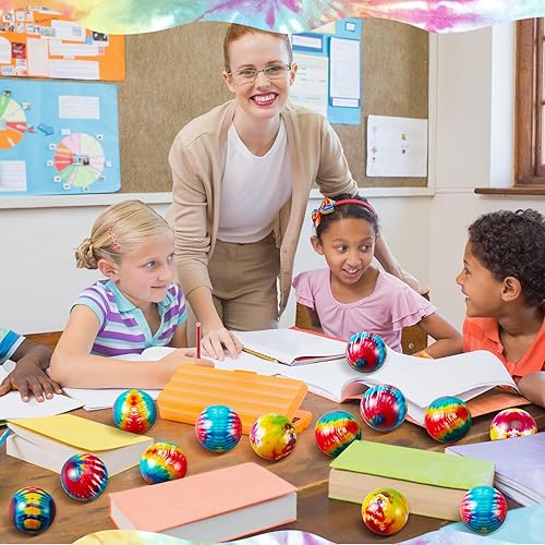 Miniatura 4 de 60 unidades de bolas de estrés para fiestas, teñido anudado, bolas coloridas de espuma para aliviar el estrés a granel para ejercicio con los dedos,