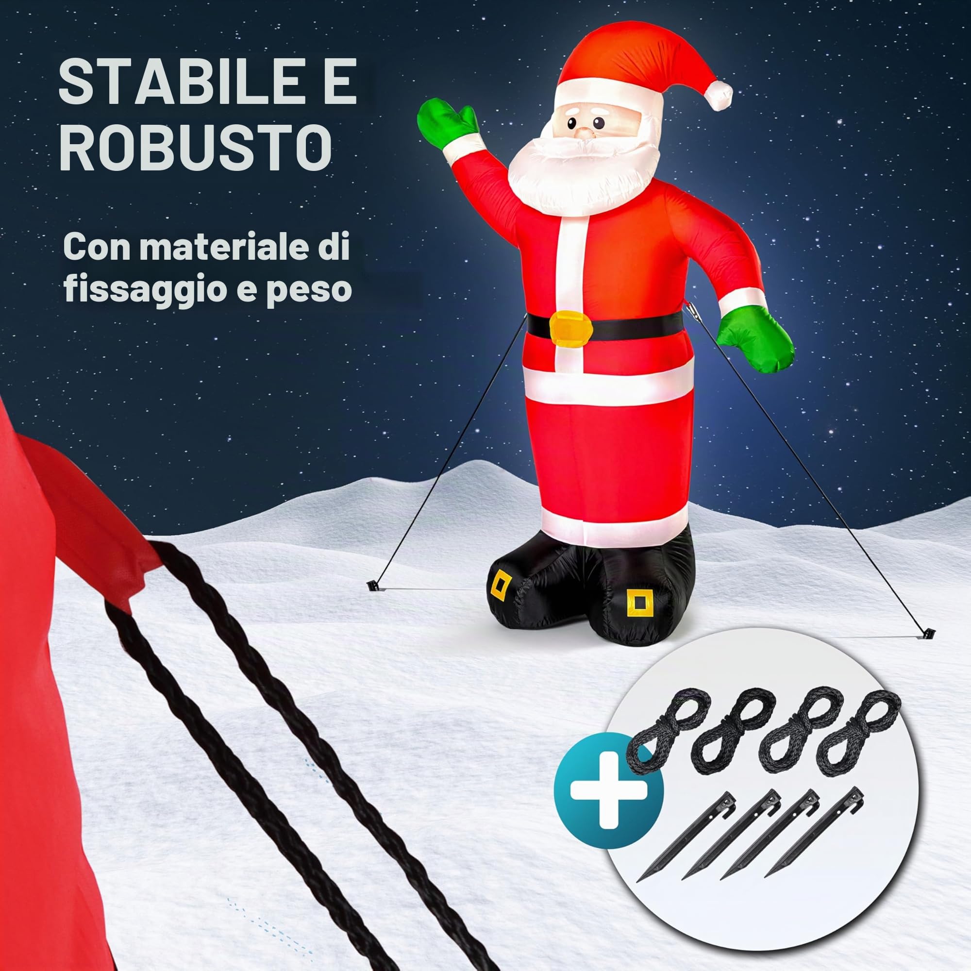 Monzana Babbo Natale Pupazzo Gonfiabile XXL 250cm Illuminazione Luce LED Regalo Natalizio Decorazione Esterno