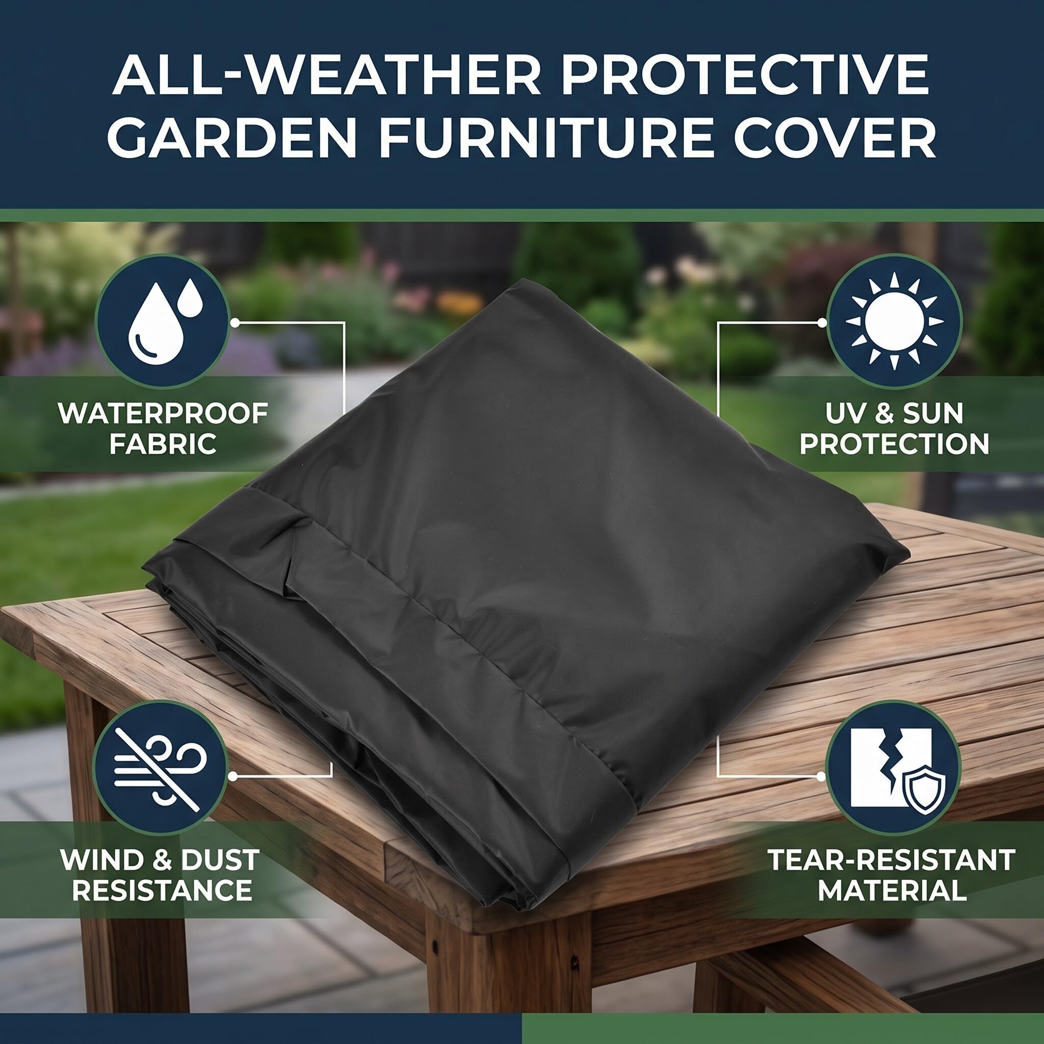 Wakects Copertura per Mobili da Giardino, Impermeabile Antivento Antistrappo, Poliestere, 90 x 100 x 80 cm