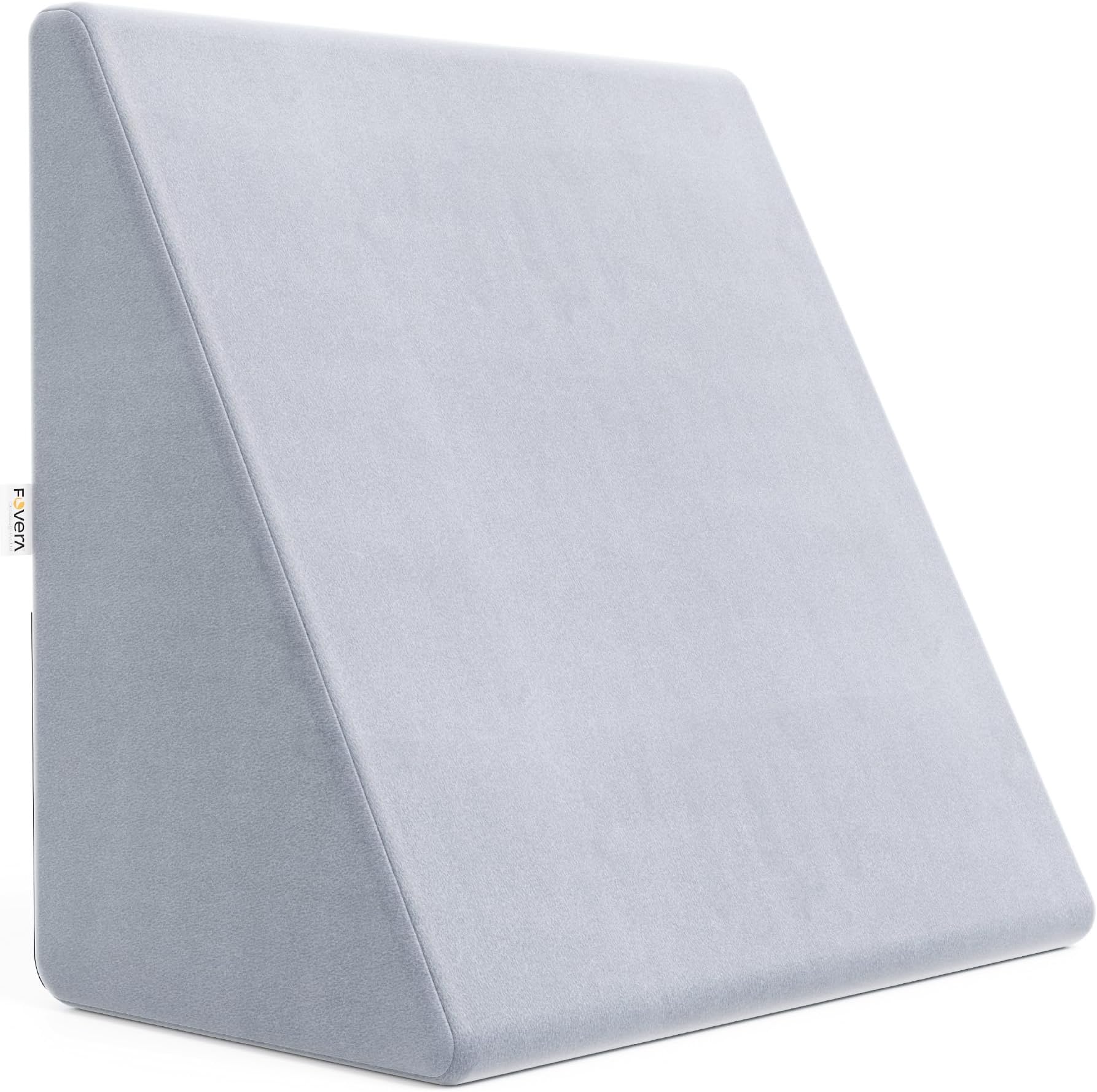FOVERA Wedge Pillow Memory Foam | 2 Years Warranty | Orthopedic Wedge Cushion for Back Support, Sleeping, Leg Elevator, Pregnancy, GERD, Anti Snoring (Grey, 18 x 17.5 x 11 Inch)