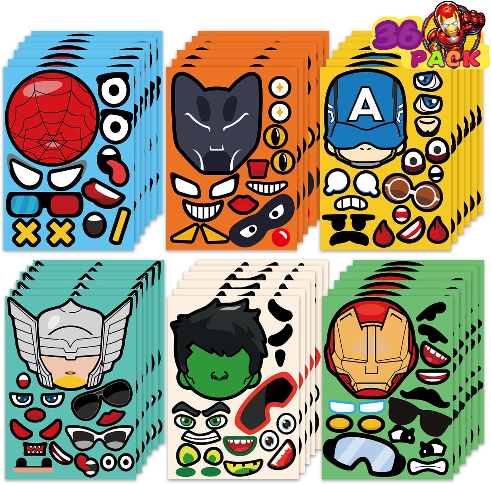 30-Piece Halloween Sticker Kit - Make Your Own Jack-O-Lantern Faces | Reusable DIY Pumpkin Decorating Supplies For Kids Party