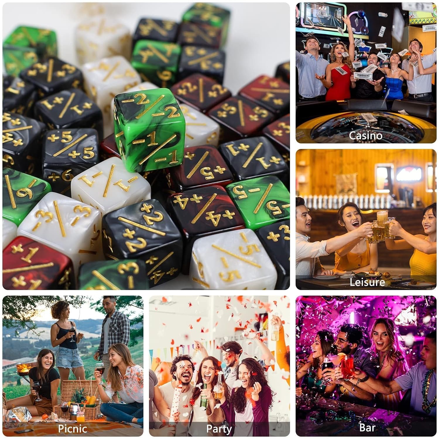 48 Pieces MTG Counters Token Dice, Magic The Gathering Glitter Sparkle Loyalty Cube, Starry Marble D6 Compatible With MTG, CCG, Card Gaming Accessory - 4 Colors