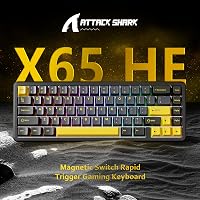 ATTACK SHARK X65 HE Mágneses Kapcsolós Gamer Billentyűzet, 65% Kompakt, 8000 Hz Mintavételezés, 0.01 mm RT Precizitás, PBT Billentyűk, RGB H 2